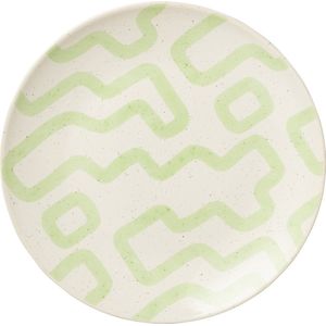 J-Line Pattern bord - porselein - groen - large - 4 stuks