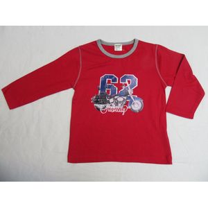 dirkje , jongens, t-shirt lange mouw, rood , moto , 116- 6 jaar
