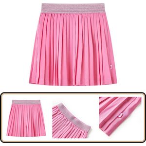 Kinderplooirok met print - Roze - Maat 128 Kinderrok - Meisjesrok - Rozerok - Kindermode - Kinderkleding