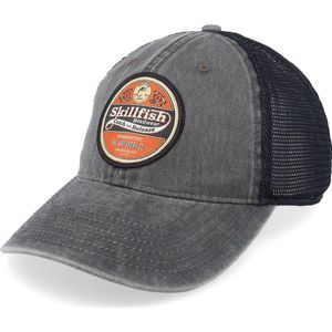 Hatstore- Retro Fishing Logo 211 Grey/Black Trucker - Skillfish Cap