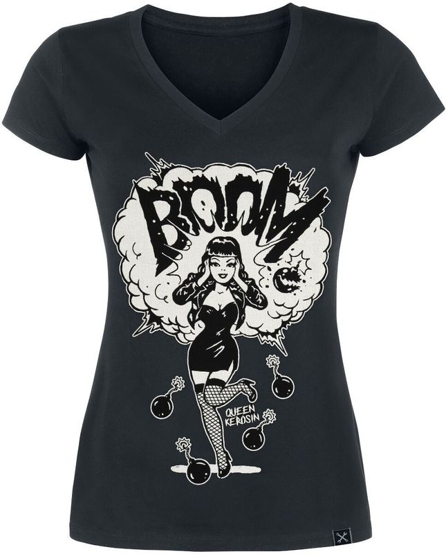 Queen Kerosin - Boom - T-shirt - Zwart