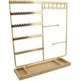 Sieradenhouder - Goudkleurig - Display - Hout en Metaal - 35x30x9,5 cm