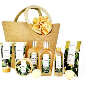 Spa Luxetique - Vanilla Gold - XL Wellness Verwenpakket Vanille - Geschenkset Vrouwen - Giftset - Verjaardag Cadeau Vrouw, Moeder, Mama, Zus, Vriendin, Oma, Juf - Cadeaupakket voor haar - Cadeautjes voor Vrouwen