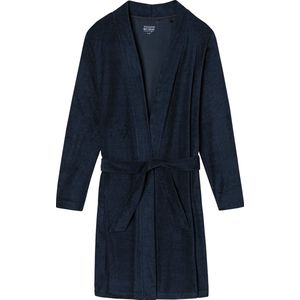 SCHIESSER dames badjas, kort model, dun badstof, donkerblauw -  Maat: 3XL