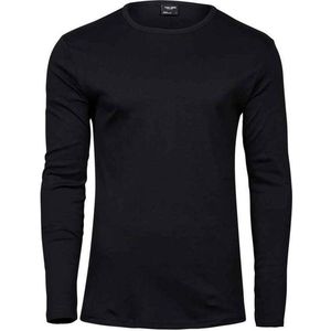 Tee Jays Heren-T-shirt met lange mouwen in Interlock (Zwart)