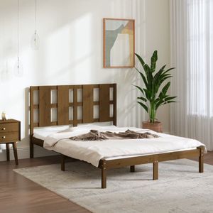 The Living Store Bedframe Grenenhout - Houten bed - 120 x 190 cm - Honingbruin