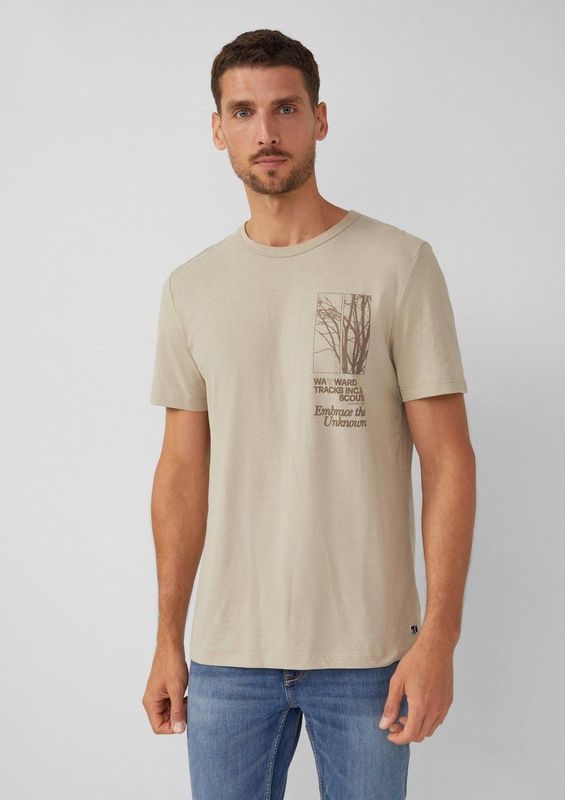 s.Oliver - T-shirt - Beige - Met Print