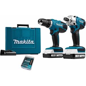 Makita combi kit DK18354X1 – Accuboor & slagschroefmachine – incl. 2 accu’s + bitsetje 31-delig