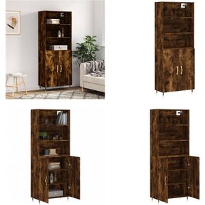 vidaXL Hoge kast 69-5x34x180 cm bewerkt hout gerookt eikenkleurig - Hoge Kast - Hoge Kasten - Hoge Kast Met Lade - Kast