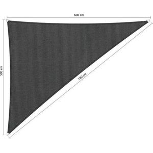 Shadow Comfort® Driehoek 90° schaduwdoek - UV Bestendig - Zonnedoek - 500 x 600 x 780 CM - Carbon Black