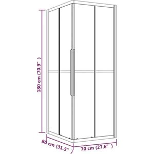 vidaXL Douchecabine - Douchecabines - Douchescherm - Douchewand - Douchecabine 80x70x180 cm halfmat ESG zwart