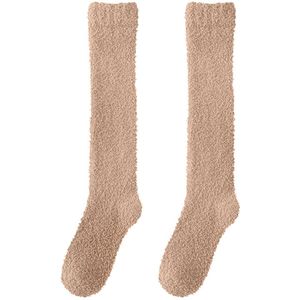 Damessokken van pluche - 35 cm buislengte - 22 cm onderkant - Zachte warme sokken - Schattige en comfortabele pluche wintersokken - Koraalfleece sokken - Winterse pluche verdikking warme kuitsokken - Slaapsokken - Pluche sokken