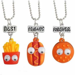 Fako Bijoux® - Vriendschapsketting - BFF Ketting - Friet, Hotdog & Hamburger - Best Friends Forever