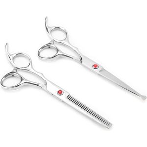 Allecto Plus - Professionele haarschaar voor kinderen en familie in blauw met schroefsysteem disco haarschaar snoeischaar gezinsschaar hairstyling gereedschap met set om haar af te knippen.