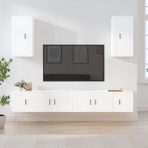 The Living Store TV-Meubelset - Klassiek - Wit - 2x 80 x 34.5 x 40 cm / 2x 40 x 34.5 x 40 cm / 2x 40 x 34.5 x 80 cm