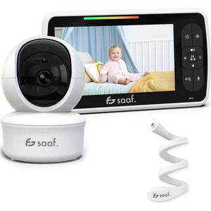Saaf - Babyfoon met Camera - Wit - 5 Inch Scherm - Bestuurbaar/Kantelbaar