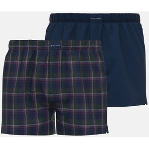 TOM TAILOR - 2-pack Wijde Boxershorts - Blauw - Basic Check Print