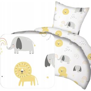 Kinderbeddengoed Katoen Wit Dieren 100x135 cm