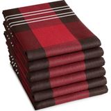 DDDDD Feller Theedoek - Set van 6 - Katoen - Geruit - 60x65 cm - Jaquard Geweven - Rood