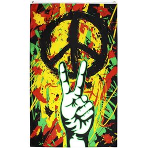 Peace Spandoek - 150 x 90 CM - Doek - vrede oorlog - love - festival - lachen - Vlag - Voor binnen en buiten - Banner
