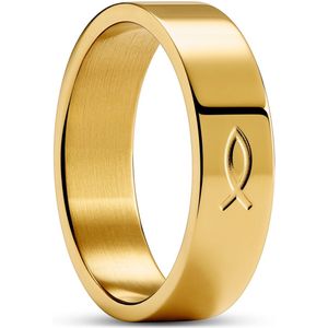 Unity | 6 mm Goudkleurige Ring met Ichthus-teken