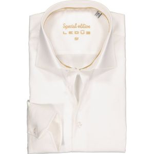 Ledub slim fit overhemd - beige twill - Strijkvrij - Boordmaat: 45