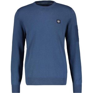 Lerros Trui Gebreide Trui Met Ronde Hals 2425018 448 Storm Blue Mannen Maat - 3XL