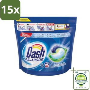 15 x Dash - Witter dan Wit - Wasmiddel Capsules - All-in-1 Pods - Witte Was - 42 Wasbeurten - Grootverpakking - Wasmiddel Capsules - Witte Was - Vlekkenverwijderaar - Waspoeder Capsules - Wasverzachter