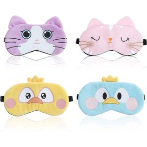 Slaapmasker voor kinderen - schattig dierenontwerp - 4 stuks - zacht en verstelbaar