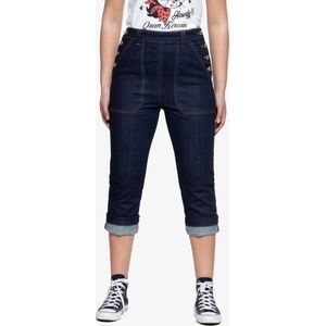 Queen Kerosin Damen High Waist Capri Jeanshose Blau-33