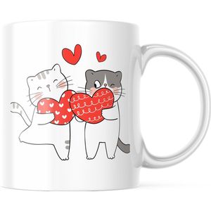 Valentijn Mok met tekst: Kat met hartjes vast | Valentijn cadeau | Valentijn decoratie | Grappige Cadeaus | Koffiemok | Koffiebeker | Theemok | Theebeker