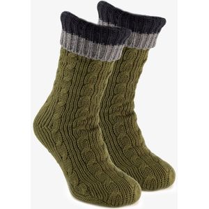 1 paar heren huissokken met antislip groen - Maat 39