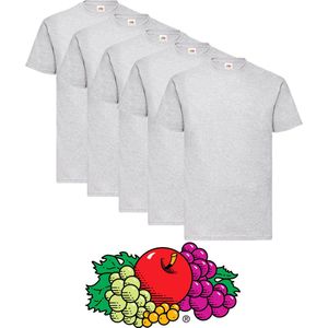 5 pack Grijze shirts Fruit of the Loom ronde hals maat S Original