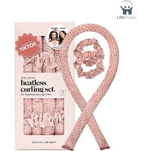 LifeStages - Heatless Curls - Satijn Hittebestendige Krulset - Haarrollers voor Hittebestendige Krullen - Hittebestendige Haarkrultangen & Hot Rollers - Haarkrultangen voor Slapen - Hittebestendige Krulstaaf Hoofdband - Hittebestendige Krultang