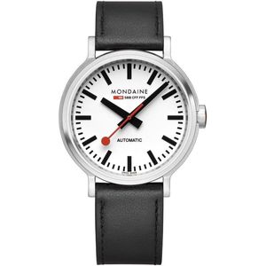 Mondaine MST.4161B.LB - Horloge - Automatic - Leer - Zwart - 41mm