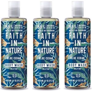FAITH IN NATURE – Body Wash Blue Cedar – 3 pak – For Men – Natuurlijk - Revitaliserend