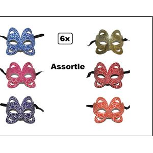 6x Oogmasker Diablo assortie - Oog masker maskers festival thema feest party feest fun