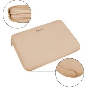 Laptophoes, dikste lichtste waterbestendige neopreen beschermende laptoptas voor mannen en vrouwen (11,6-13 inch, beige)