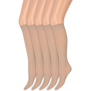 Kniekousen met soepele boord | Perfecte pasvorm | 40 denier | Merk: Marianne | Maat: One Size | Kleur: Sekt | 5 Paar