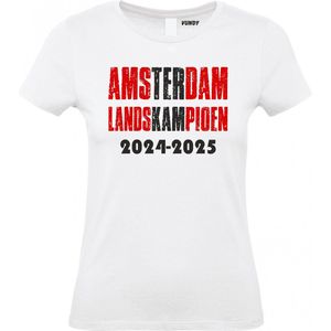 Dames t-shirt Landskampioen 2024/2025 | Amsterdam | Shirt Kampioen | Geen officieel Ajax Artikel | Wit Dames | maat XXXL