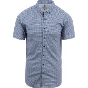 Desoto - Short Sleeve Overhemd Print Blauw - Heren - Maat S - Slim-fit