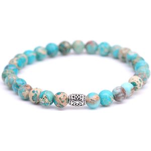 FortunaBeads Armband Dames Lily Regalite Sky Blue –  Turquoise– Small 16.5cm