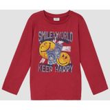 T-shirt - Lange Mouwen - Smiley®-print - Zacht Katoenen Jersey