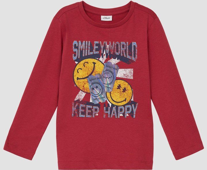T-shirt - Lange Mouwen - Smiley®-print - Zacht Katoenen Jersey