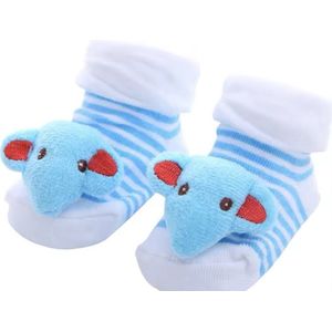 Super schattige babysokken - Baby Sokken - New born sokken - Kraamcadeau voor Jongen of Meisje - Babyshower Cadeau - Kraammand - Olifant - Lichtblauw