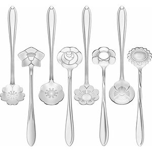 Fako Bijoux® - Bloemen Lepels Set - Theelepel / Koffielepel - 12cm - Zilver - 8 Stuks