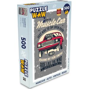 Puzzel Mancave - Auto - Vintage - Rood - Legpuzzel - Puzzel 500 stukjes