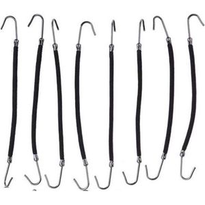Haarelastiekje met Haakje - Elastische Bandjes - Haarvriendelijk - Zwart - 8 stuks