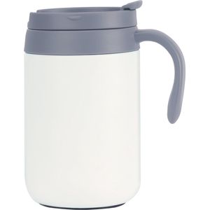 Belle Vous Witte RVS Thermosbeker - 500 ml Koffiemok Herbruikbaar - Thermos Met Lek-vrij Deksel - Voor Hete en Koude Dranken - Dubbelwandige RVS Mok