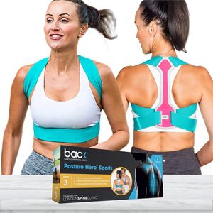 Verstelbare Houding Corrector voor Sport voor Mannen en Vrouwen - Award Winnende Posture Support (Roze/Turquoise, L)
